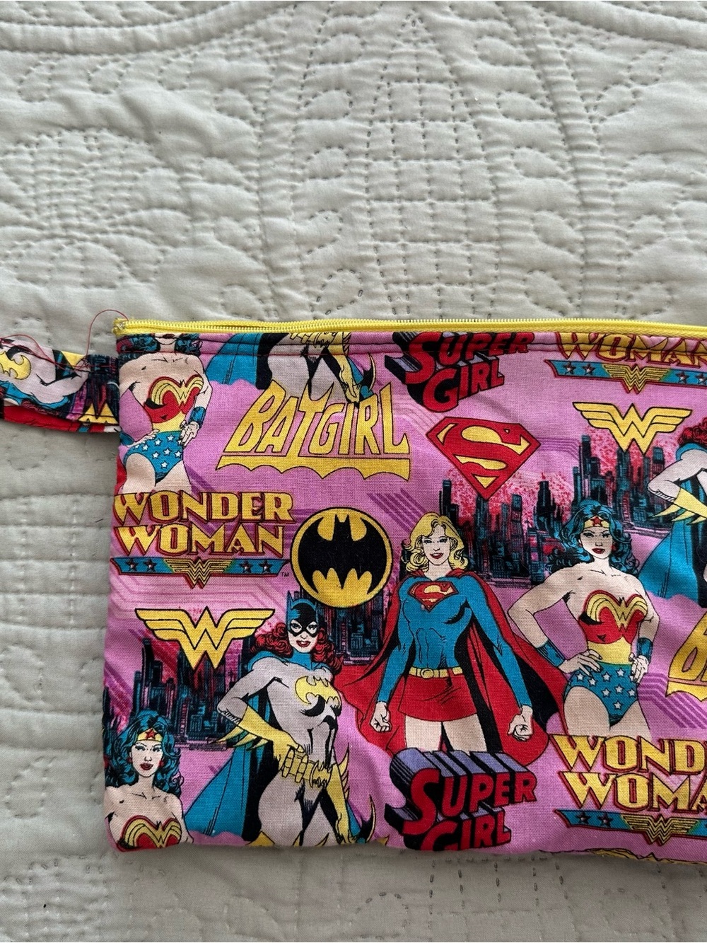 DC Comics Female Superheroes Make Up Pouch Yellow Zipper